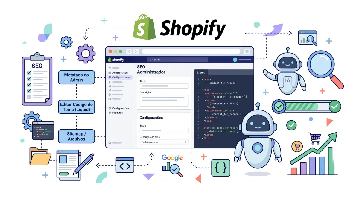 SEO na Shopify: onde mexer no admin e no código do tema